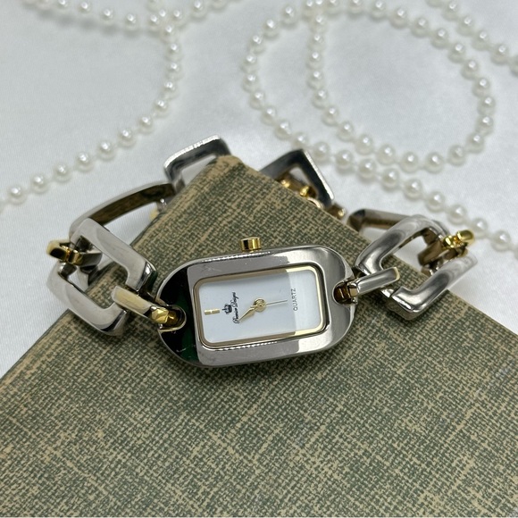 Two-Tone Rectangular Chain Watch - Picture 6 of 7